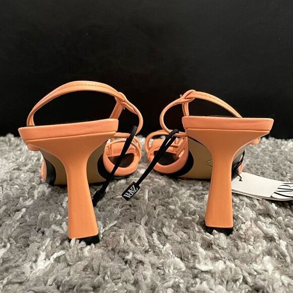 NWT Zara Strappy Heeled Leather Sandals - Picture 10 of 12